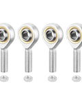 SA5T/K rod end bearing kit, 4 pcs with 5mm bore and M5x0.8 right hand male thread, self lubricating heim joints with jam nuts, front view