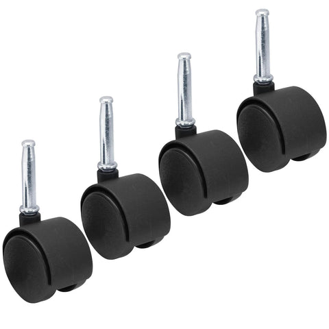 4pcs 1.5 Inch Swivel Caster Wheels with M8 Grip Neck Stem Heavy Duty Black Nylon Replacement Casters for Furniture