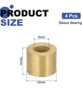 4 Pieces Sleeve Bearings With 6mm Bore 12mm OD And 10mm Length Self Lubricating Sintered Bronze Bushings Product Image
