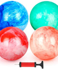 4PCS Playground Balls for Kids, 9 Inches Dodgeballs Bouncy Balls, rubber inflatable kickball with air pump for indoor outdoor games