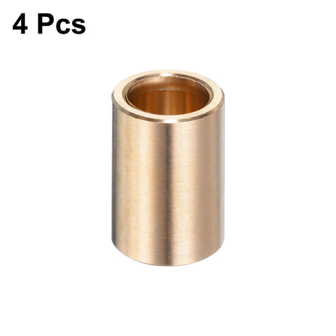 Set Of Four Self Lubricating Brass Sleeve Bearings Three Eighths Inch Bore One Half Inch Outer Diameter Three Quarters Inch Length Brass Bushing For Low Friction Linear Motion Applications - single bearing image