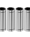 4 pcs lm12luu linear ball bearings, 12mm id×21mm od×57mm length extra long ball bearings with double seal shown in a row