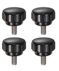 4pcs Knurled Clamping Knobs M6 x 12mm Metric 304 Stainless Steel Male Thread Thumb Screw on Type 25mm Plastic Round Head Threaded Hand Bolt Stud Knobs Black