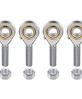 4pcs POSB8 Male Rod End Bearing 1/2 Inch Bore and 1/2-20 Right Hand Thread, Self-Lubricating Joint Rod Ends, Includes Jam Nuts