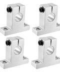 4PCS SK8 Aluminum Linear Shaft Rail Supports for 8mm 0.31in Rods, showing corrosion resistant aluminum with 5.5mm mount holes.