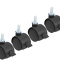 Set of 4pcs 1 Inch Swivel Caster Wheels with M6 Threaded Stem and Brake, Heavy Duty Black Nylon Replacement Casters for Furniture.