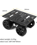4WD Smart Chassis Car Kit With Aluminum Alloy Chassis And TT DC Motors 66mm Wheels Robotic Moving Platform Black Unassembled