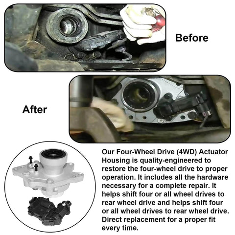4WD Front Differential Axle Actuator Disconnect Housing Replacement for Buick Chevy Trailblazer Envoy Ascender Bravada 2002-2009 Intermediate Shaft Bearing Assembly Part 12471623 Surwit before and after installation view