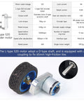 4WD Smart Chassis Car Kit With Aluminum Alloy Chassis, 520 Encoder Motors, 65mm Wheels, Robotic Moving Platform, motor specs