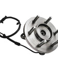 4WD Front Wheel Bearing Hubs Assembly for Ford F150 2011 2014 Expedition and Lincoln Navigator 2011 2014 Replacement Kit Includes 2 Front Hub Bearings and Hubs for 6 Lug 4WD Models Ready with integrated ABS sensor visible.