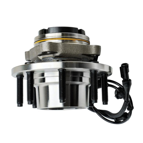 Side view of 4WD Front Wheel Bearing Hub Assembly For 1999 To 2004 Ford F250 F350 Super Duty And 2000 To 2002 Ford Excursion With Coarse Thread ABS Compatible 4X4 Only Wheel Hub Replacement Designed For Heavy Duty Trucks And Daily Use