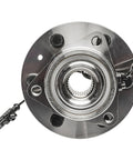 4WD Front Wheel Bearing Hub Assembly for Chevy GMC Silverado Sierra Yukon XL 1500 Tahoe Avalanche Cadillac Escalade ESV EXT Front Hub Replacement 6 Stud Wheel Bearing Kit Direct Fit Design With Durable Steel Components For Longevity displayed showing the 6 stud configuration and ABS sensor.