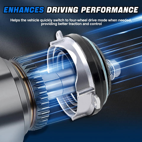 Close-up view of hub locking actuator illustrating use for Ford and Lincoln 4WD systems enhancing driving performance.