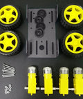 4WD Robot Car Chassis Kit C101 with Speed Encoder TT Motors, metal frame, yellow wheels, ideal for Arduino, Raspberry Pi, Microbit projects