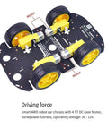 4WD Robot Car Chassis Kit with 4 TT Motors for Arduino Raspberry Pi and Jetson Nano, featuring a sturdy PCB and rubber wheels