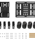 Components of 4WD Smart Chassis Car Kit With Aluminum Alloy Chassis And TT DC Motors 66mm Wheels Robotic Moving Platform Black Unassembled DIY