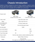Image illustrating comparison between 4WD Smart Chassis Car Kit and 2WD model with aluminum alloy chassis, 520 encoder motors, 65mm wheels.