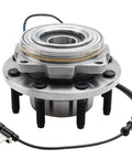 4WD Front Wheel Bearing Hubs Assembly Kit for Ford F 250 F 350 Super Duty 2011 2012 2013 2014 2015 2016 SRW Replacement Set, includes 2 front hubs, bearings and precision machined sealed bearings for direct fit and durable performance, visible with wire harness.