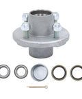 4 On 4 Inch Galvanized Trailer Hub Replacement Kit for 2000 Lb Axles With 1 Inch Or 1.0625 Inch Spindle Bearing Kit 6 Piece Set Heavy Duty