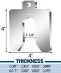 80 Piece Size C Slotted Shims Kit 4 Inch By 4 Inch Stainless Steel Precision Shims For Leveling, thickness 0.003 inch, by Shimeyao