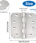 4 Inch Ball Bearing Door Hinges Stainless Steel Heavy Duty For Interior Doors 4 X 4 Inch Hinges With Five Eighth Inch Radius