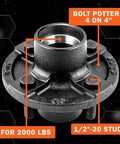 4 On 4 Inch Trailer Hub Kit For 2000 Lb Axles Fits 1 Inch Spindles Includes L44643 Bearings Dust Caps Rubber Plugs Grease Seals Two Hubs