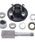 4 On 4 Inch Trailer Hub Kit With 1 Inch Square BT8 Spindle For 2000 Lb Axles Includes Inner And Outer L44643 Bearings Grease Seal Dust Cap Lug Nuts