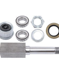 4 On 4 Inch Trailer Hub Kit With 1 Inch Square BT8 Spindle For 2000 Lb Axles Includes Inner And Outer L44643 Bearings Grease Seal Dust Cap Lug Nuts Spindle Nut And Spindle Washer For Easy Install And Long Lasting Durability displayed on white background