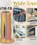 50 Pcs 5/16-18 Rivet Nuts Pro-Grade Multi-Grip Steel Threaded Inserts Zinc Plated For Metal And Plastic Applications, shown with uses in car repair, furniture manufacture, mechanical processing, and switch box.