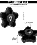 10 Pcs 5/16-18 Female Thread T Track Knobs For Woodworking Jigs And Fixtures Plastic Thumb Screws Two displayed with measurements