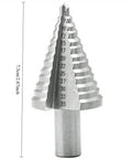5-35MM High Speed Steel Step Drill Bit For Wood And Metal, HSS Drill Bit Set, shown from the side with size markings.