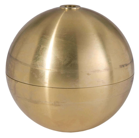 5 1/2 Inch Hollow Brass Ball in unfinished brass for decorative fixtures, showing side view with top center hole