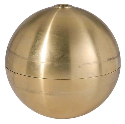 5 1/2 Inch Hollow Brass Ball for decorative fixtures, unfinished brass sphere with 1/8 inch center hole, heavy cast for lamps and metalwork