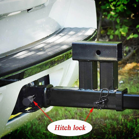 Trailer Hitch Lock With Five Eighth Inch Pin And Three And A Half Inch Long Pin installed on vehicle, anti-theft protection