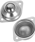 Close-up of Sixteen Piece Five Eighth Inch Ball Transfer Bearings Set Flange Mounted Carbon Steel Heavy Duty 360 Degree Rotation