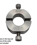 5/8" (0.625") Bore Mountable Two-Piece Clamping Shaft Collar in 303 Stainless Steel - Made in USA, top view with screws.