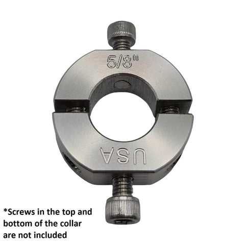 5/8" (0.625") Bore Mountable Two-Piece Clamping Shaft Collar in 303 Stainless Steel - Made in USA, top view with screws.