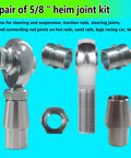 5/8 Heim Joint Rod End Kit 2 Pair with Right and Left Hand Threads .625 Chromoly Panhard Joints with Spacers and Jam Nuts