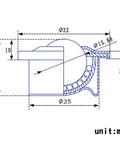 Technical diagram of 5/8 Inch Ball Transfer Units 10 Pcs Metal Roller Ball Transfers with Wide 1 Inch Base for Conveyors