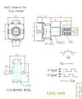 Technical diagram of 10 Pack 20mm 5 Pin 360 Degree Rotary Encoder Code Switch Digital Potentiometer With Orange Knob.
