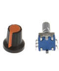 10 Pack 20mm 5 Pin 360 Degree Rotary Encoder Code Switch Digital Potentiometer With Push Button And Orange Knob Cap DIY Kit close-up image