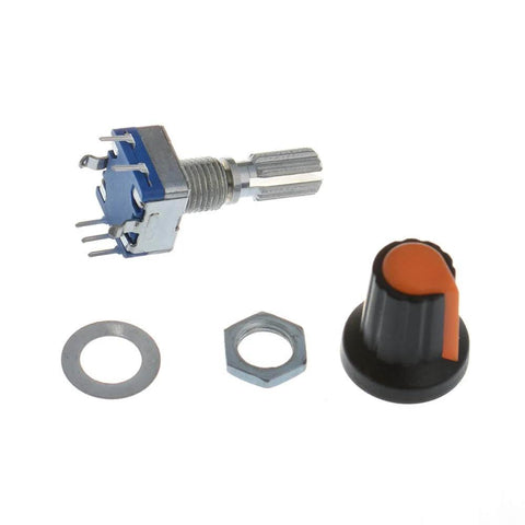 10 Pack 20mm 5 Pin 360 Degree Rotary Encoder Code Switch Digital Potentiometer with push button and orange knob cap kit