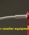 Close-up of 5 Gallon Diesel Safety Can With Flame Arrester Self Closing Lid Flexible Five Eighth Inch Metal Spout Type II Flammable Storage