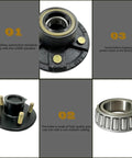 5 Hole 4.5 Inch Brake Idler Hub Kit For 3500lb Trailer Axles With Inner And Outer Cone Bearings Grease Seal Dust Plugs And Hub Nuts Replacement For L68149 L44649 Fits One And One Sixteenth Inch To One And Three Eighths Inch Axles