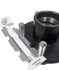 5 Hole Idler Hub 4.5 Inch Bolt Circle For 2000 Lb Axles Beefed Up BT8 Spindle 1 Inch Bore Uses L44643 Bearings TruRyde Inner And Outer Bearings Seal Grease Cap And Lug Nuts Pre Raced Southwest Wheel close-up