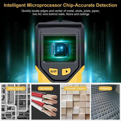 Discover safe, precise mounting with this 5 in 1 Stud Finder Wall Scanner featuring HD LCD display showing detection capabilities.