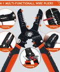 Five In One Wire Stripper Tool For 10 To 20 AWG Electrical Wire, Seven Inch Multifunctional Electrician Cable Stripper