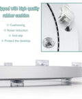 Close-up of 5 Inch Heavy Duty Aluminum Lazy Susan Ball Bearing Turntable with non-slip feet and rubber cushion for noise reduction.