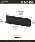 Diagram of 10 Pack 5 Inch Black Cabinet Pulls Edge Finger Pulls For Cabinets with dimensions and included screws.