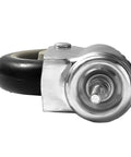 5 Inch Black Caster Wheel No Brake With Three Eighths To One Point Two Inch Threaded Stem Mount Industrial Grade Polyurethane Wheel